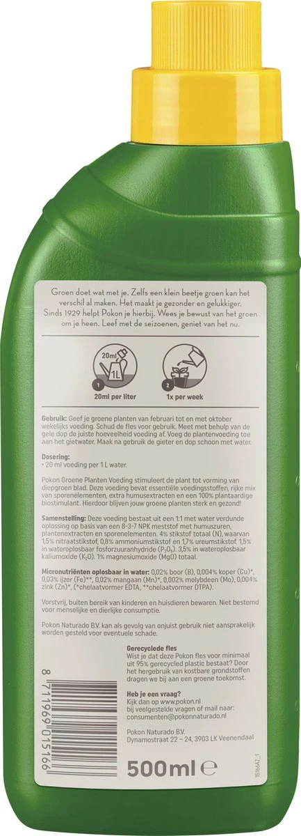 Pokon Groene Planten Voeding - 500ml - Plantenvoeding - 20ml Per 1L Water - Afbeelding 5