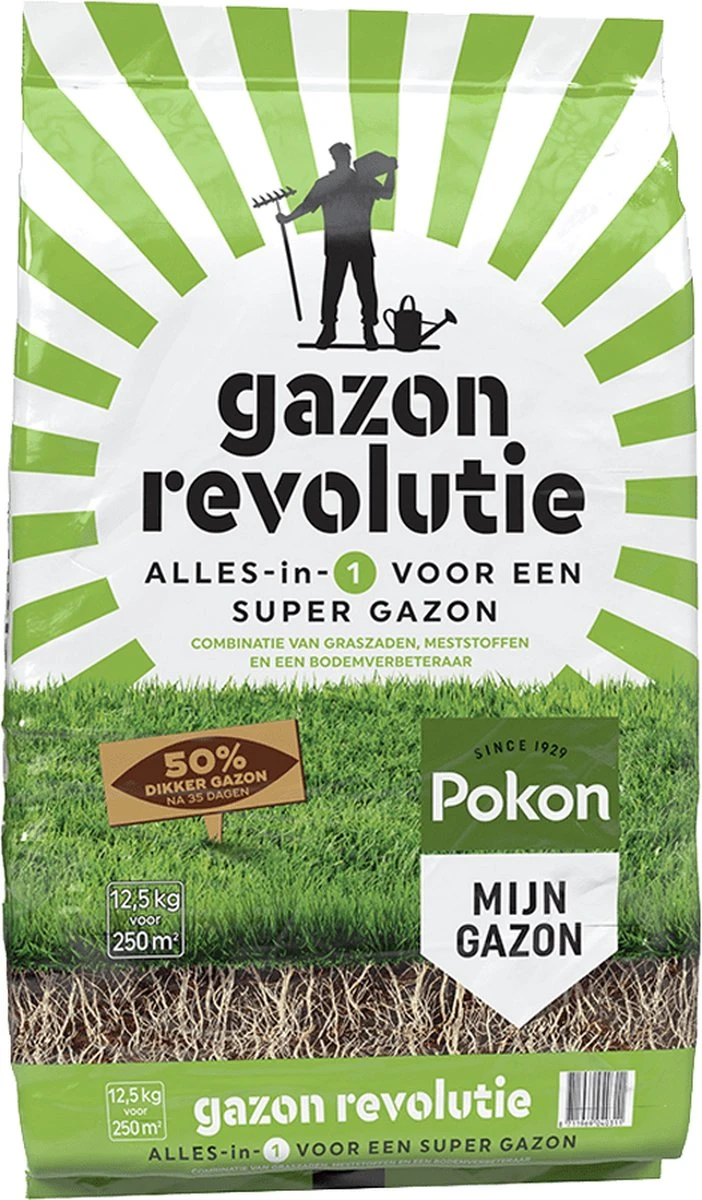 Pokon Gazon Revolutie - 12,5kg - Gazonmest / Graszaad / Bodemverbeteraar - Geschikt Voor 250m² - Binnen 15 Dagen Resultaat - Afbeelding 7