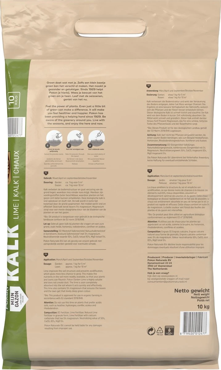 Pokon Bio Kalk - 10kg - Voor Een Betere Bodemstructuur - Afbeelding 3